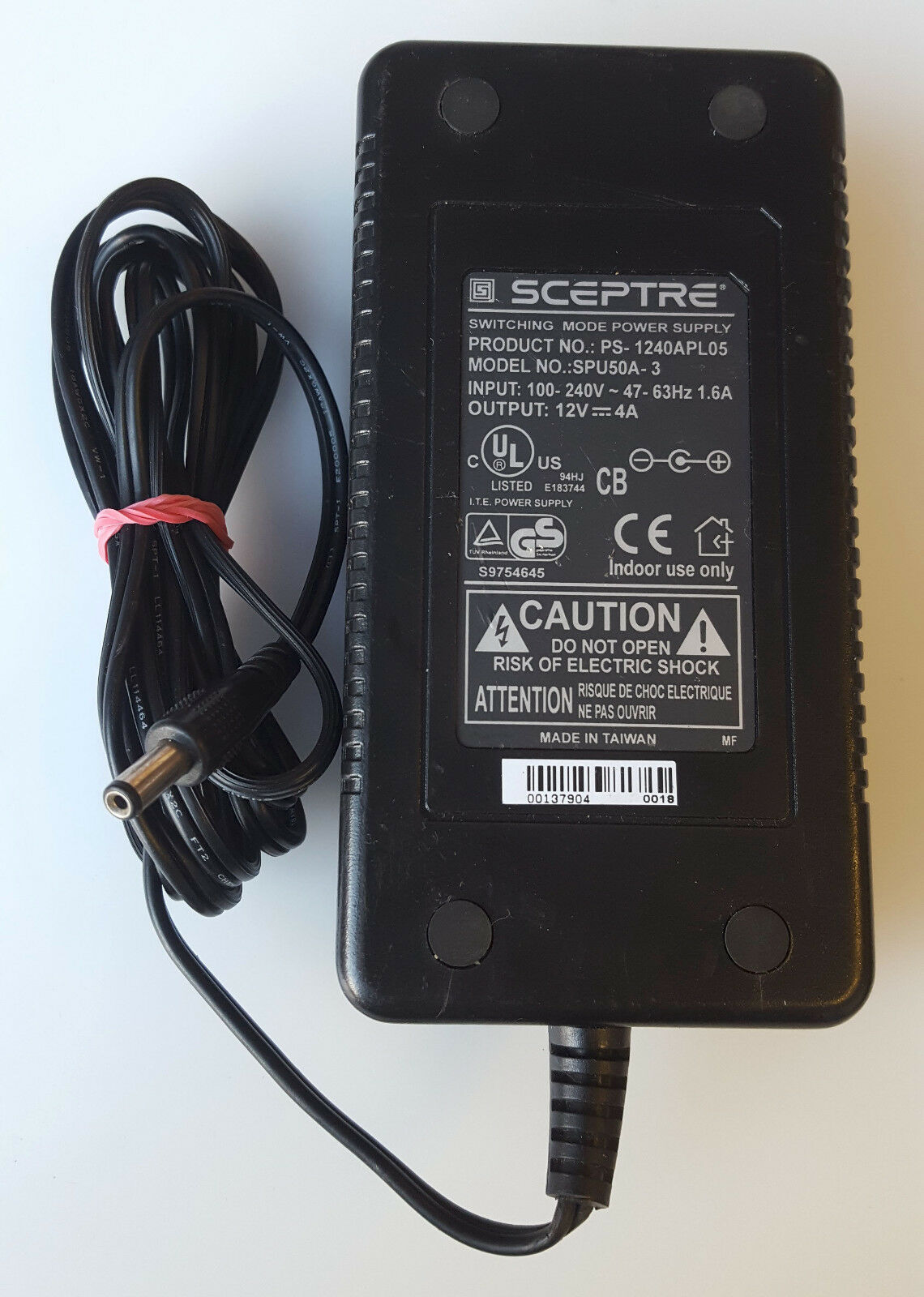 New SCEPTRE SPU50A-3 12V 4.0A PS-1240APL05 AC/DC POWER SUPPLY ADAPTER - Click Image to Close